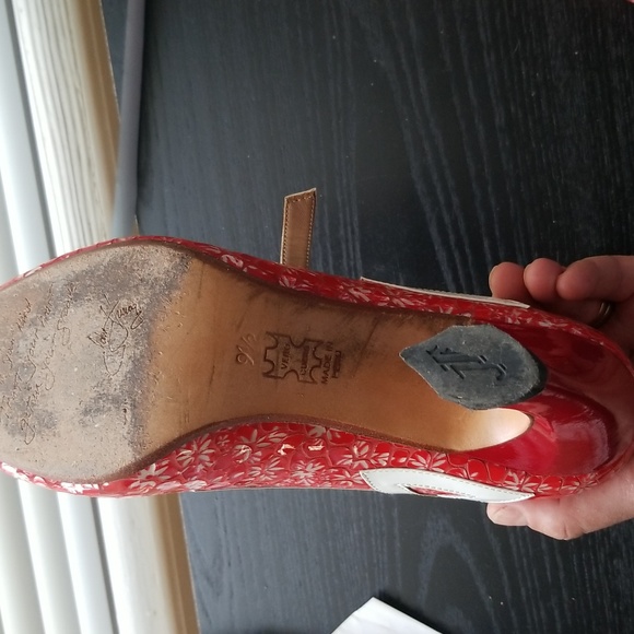 John Fluevog twist to tango Mary Jane Heel size 9.5 red/white - Picture 4 of 8